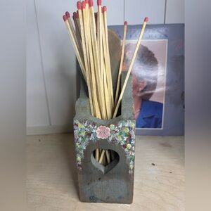 Floral Wooden match Holder